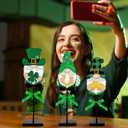 Yulejo 3 Pcs St. Patrick's Day Gnome Table Decorations Lucky Decor St Patricks Day Gnome Wood Signs Decoration Tiered Tray Centerpiece for Farmhouse Home Kitchen Shelf Decor