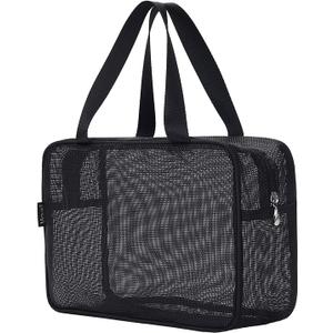 Molain Mesh Shower Caddy Mash Shower Bag Portable Mesh Toiletry Tote Gym Bag Organizer Tote for Gym College Dorm Room (Black)