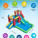 9-in-1 Inflatable Bounce House with Water Slide for Kids Ages 36, Wet or Dry Bouncy Castle with Trampoline, Climbing Wall, Ball Pit and Play Cannon for Indoor/Outdoor Backyard Play