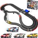 Slot Car Race Track Sets, Slot Cars - Electric Race Car Track Set, 4 High Speed Cars Tracks for Kids, Remote Control Car, Gifts Toys for Boys - 115' Racetrack