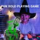 Halloween Decorations Indoor, Black Plastic witches cauldron, Cauldron Halloween Decor - DIY Floating Potion Set with Magic Floating Potion Bottles and Diffuser, Decoration for Spooky Vintage