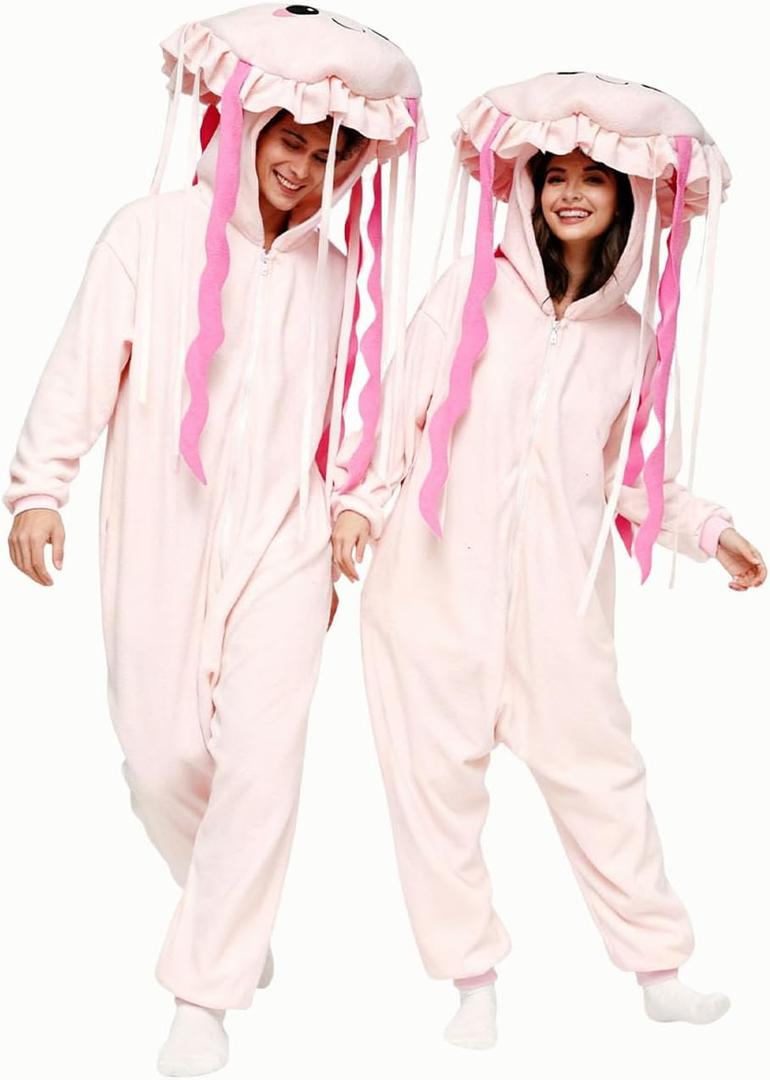 ABPTBAZ Jellyfish Onesie Adult Jellyfish Costume Halloween Onesie Pajamas Funny Cosplay Costumes, X-Large 