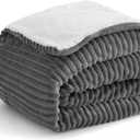 Sherpa Blankets Queen Size - Fleece Queen Blanket for Bed, Soft and Warm Throw Blanket for Winter, 90" x 90", Grey