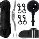 Flagpole Hardware Repair Parts Kit-50 Ft Halyard Rope +3" Black Ball+6" Zinc Alloy Cleat +4 PCS Metal Swivel Snap Clips+Aluminum Alloy Flagpole Truck for 2" Diameter Flag Poles Top