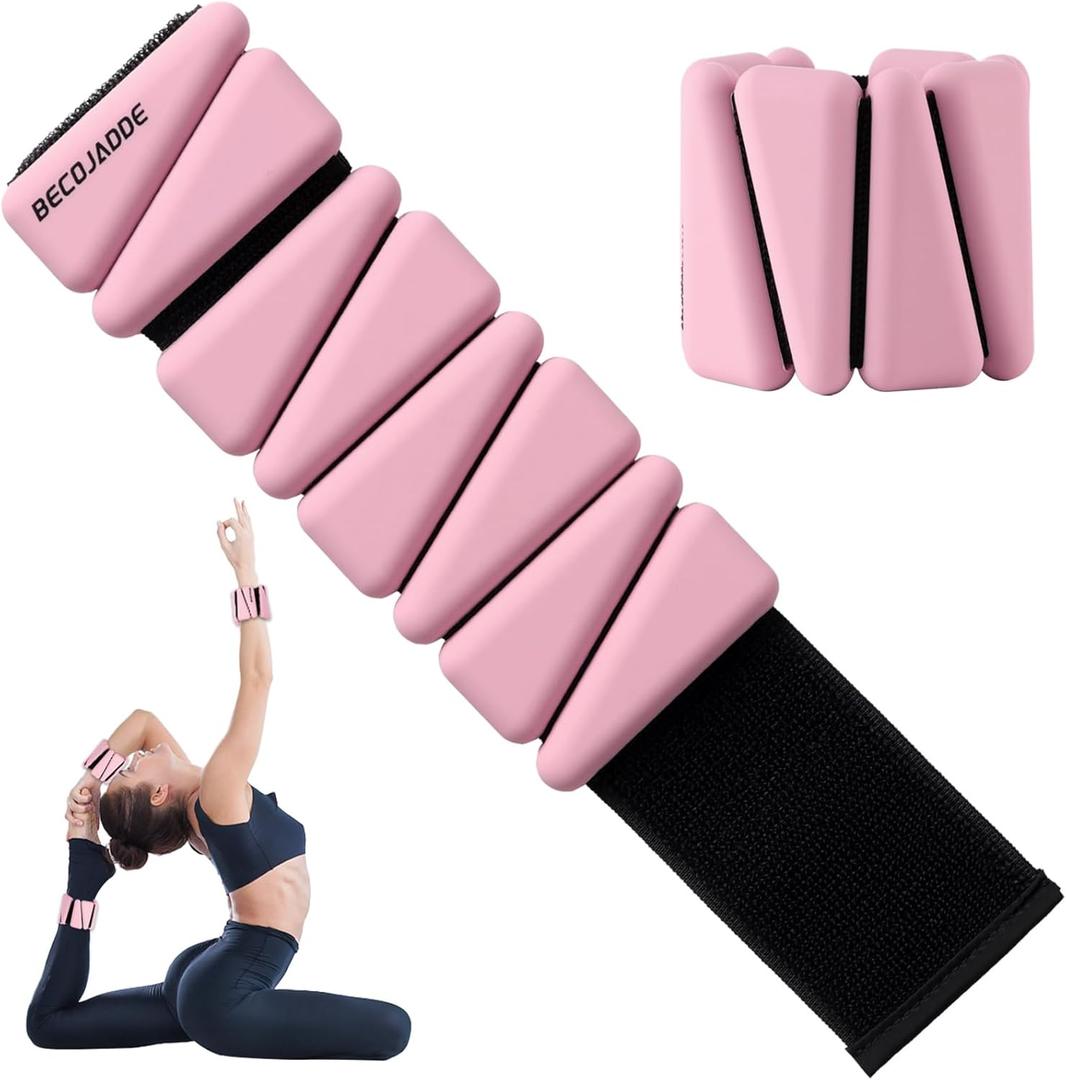 Ankle Weights Set of 2 (1 lb/2 lb/3 lb Each) Adjustable Wrist Weights for Women Men Wearable Arm Leg Weight for Pilates, Running, Walking, Workout, Yoga (Pink)
