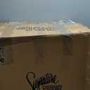 Signature Design by Ashley Rowanbeck Modern Herringbone Upholstered Armless Home Office Desk Chair, Black & Beige