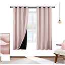 YUNJIN Thickening 100% Blackout Curtain for Bedroom Full Room Darkening Noise Reducing Thermal Curtains&Grommet Drapes for Living Room (Pink, 42''Wx63''L (Pack of 2))