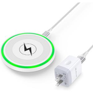 Pixel 10 Pro Wireless Charger Pad, 15W Android Wireless Charger Fast Charging Pad Station with Adapter for Samsung Galaxy Z Fold 7 6/Z Flip 7 6/S25 Edge/S25 Ultra/S25+, Google Pixel 10/9, iPhone 16/15