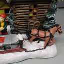 MOMENTS IN TIME Light Up Sugar Shack Christmas Village House Hand-Painted Polyresin Cabin Scene with Horse & Dog, Winter Holiday Dcor, Battery Operated Warm LED Lights