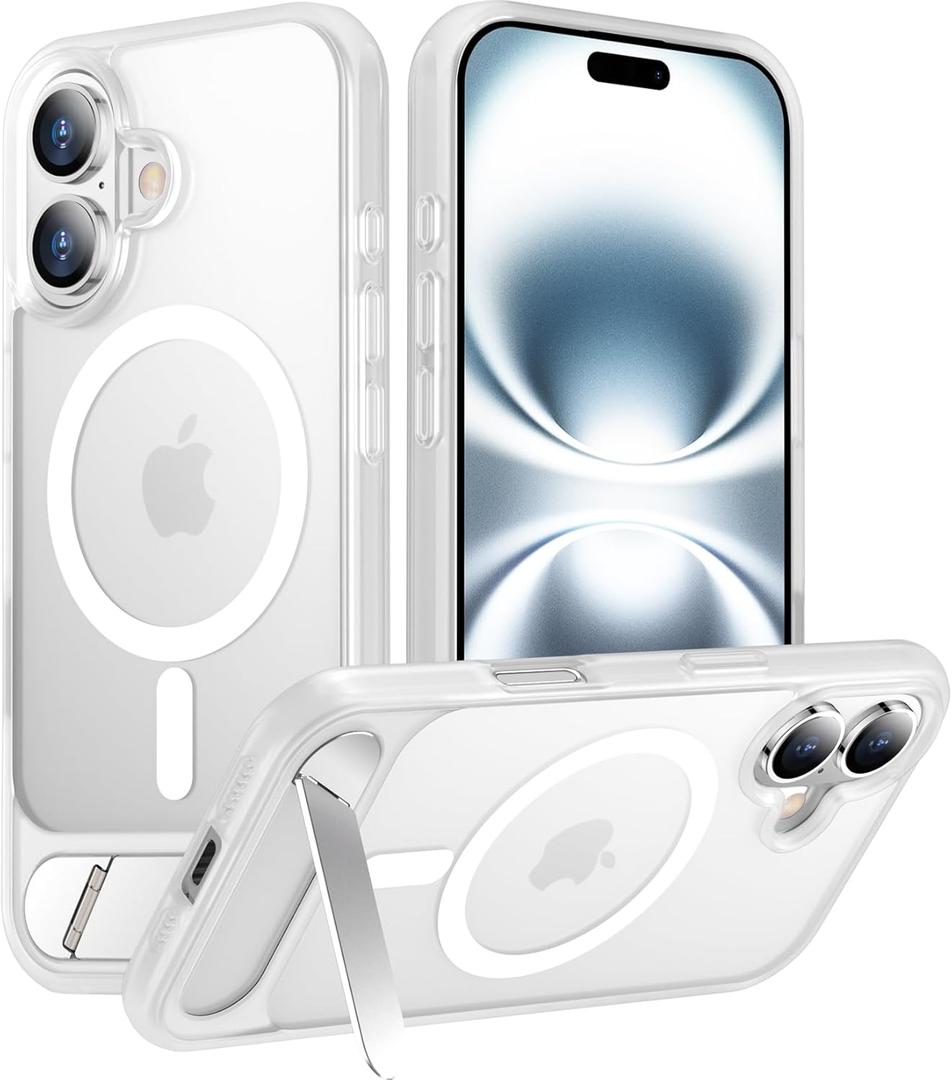 Temdan Magnetic Compatible with iPhone 16 Plus Case, [Built-in Invisible Kickstand][Compatible with MagSafe][Military Grade Shockproof] Slim Translucent Matte Phone Case for iPhone 16 Plus 6.7"