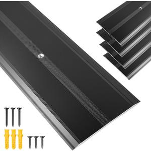 Aluminum Floor Transition Strip Doorways, Black Metal Door Threshold for Joining Floor Gaps, Carpet, Threshold Cover, Floor Tiles, Size 36 x 4 x 0.1 in (Pack of 5)