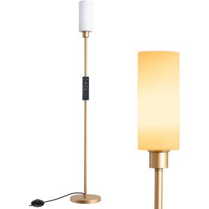 EDISHINE LED Corner Floor Lamp with Glass Lampshade, Modern Dimmable Lamp with Remote, 5 CCT, 65" Tall Standing Light for Living Room, Bedroom, Office, Bulb Included (Gold)