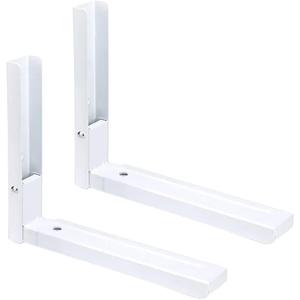 Microwave Oven Wall Mount Bracket, JruiZhp 2Pcs Arm Adjustable Foldable Kitchen Stretch Oven Stand Shelf, 304 Stainless Steel Microwave Rack, for Home Kitchen Accessories (White)