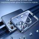 Blue Magnetic Glossy iPhone 15 Pro Case with Full Camera & Screen Protector