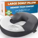5 STARS UNITED Donut Pillow Hemorrhoid Tailbone Cushion  Large Cushion for Pain Relief  Coccyx, Prostate, Sciatica, Pelvic Floor, Pressure Sores, Pregnancy, Postpartum Recovery, Dark Gray