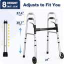Folding Walkers for Seniors with 2 Skis and 5" Wheels, Lightweight Adult Rolling Walker, Supports Up to 350 Pounds, Adjustable Height, Aluminum Standard Walker, Silver