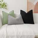 Kevin Textile Spring 14x22 Inch Lumbar Pillow Cover 1 Pack Soft Boucle Textured Decorative Waterproof Rectangle Cushion Elegant Accent Pillow for Couch Sofa Chair Bed Home Decor Indoor Sage Green