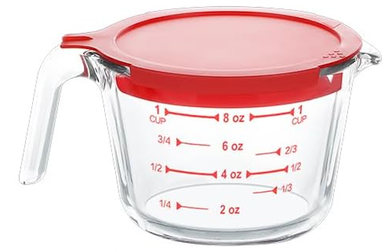 KOMUEE 2 Piece Glass Measuring Cups Set, 5 Oz and 4-Cup Liquid Measuring Cups