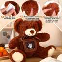 Libima 14 Inch Remembrance Bear Plush Stuffed Animal with Recorder Soft Doll Fabric Animal Toy with a Picture Frame for Baby Shower Wedding Birthday Graduation Gift(Dark Brown)