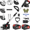 24V Cordless Weed Wacker with 2x4000mAh Batteries 8-inch Foldable