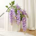 4pcs 47.2-inch Artificial Fake Wisteria Hanging Flower Garland Silk Flower String Home Party Decoration White Blue Pink Purple (Purple)