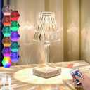 Crystal Table Lamp, 16 Color Changing Touch Crystal Rose Lamp with Remote, Rechargeable LED Diamond Romantic Night Light, Small Acrylic Cordless Table Lamp for Bedrooms Party Dinner Bar Decor Lights