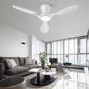 TALOYA Ceiling Fans with Lights,42 inch Modern Low Profile Ceiling Fan with Light and Remote Control, Flush Mount, 3CCT, White Ceiling Fan for Bedroom Living Room and Patio