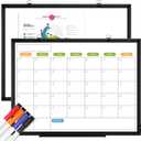 Dry Erase Calendar Whiteboard for Wall, 24" x 18" Magnetic Monthly White Board Calendar with Black Aluminum Frame, Double-Sided Hanging Dry Erase Board for Office, Home, School