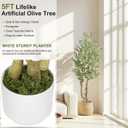 HZXGCP Olive Tree 5ft, Artificial Olive Tree with White Pot, Fake Tree with 1152 Dense Leaves & 64 High-Simulated Olive Fruits - Easy Assembly, Low Maintenance (Olive Tree 5ft)