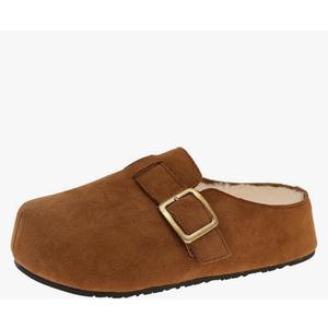 leece-lined Closed-toe Slippers, Women's Autumn And Winter Slip-on Cotton Slippers, 7M