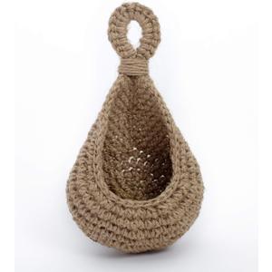 Jute Hanging Basket Wall planters-Small for Plants Succulent Wall Decor, Teardrop Hanging Herb Pot Holder 3 inch Outside Diameter for in/ Outdoor Fence Planter