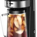 AEMEGO Iced Tea Maker, Brewing System with 2.5-quart Glass Pitcher, sliding strength selector, Stainless Steel Decoration, Reusable Filter (Black)