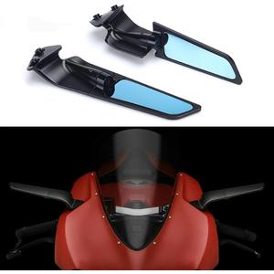 Compatible with Ducati Panigale 1299/ 1299S/ 959/959 Corse Adjustable Rotating Wind Wing Rearview Mirrors Aluminum Blue Lenses Convex Side Mirrors Motorcycle Left Right Mirrors Replacement