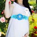 CoolerthingsDG, 3pcs 2 badges and a belt Blue, Baby Blue Maternity Sash & Daddy to Be Corsage Set - Baby Shower Sash Baby Boy Pregnancy Sash Keepsake Baby Shower Flower Belly Belt