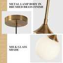 KCO Lighting Mid Century Modern Milk Glass Pendant Light Large White Globe Hanging Light Gold Ceiling Light Fixture 1 Light Pendant Lighting Brushed Brass Hanging Light Fixture