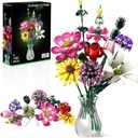 Flower Building Kit, 699 PCS Eternal Flower Bouquet with Peony, Rose, Sunflower, Lily & More, DIY Floral Arrangement Set for Home Decor, Gift for Christmas Day, Building Blocks for Adults & Kids