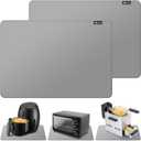 FLASLD 2Pack Heat Resistant Mat for Air Fryer Site on,12"X18" Fireproof Silicone Mats for Kitchen Counter, Countertop Protector, No-slip and Waterproof Gray