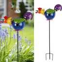 37" Bird Houses for Outside, Outdoor Metal Rooster Birdhouse with Hanging String & Poles for Patio, Yard, Garden