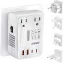 DOACE 220V to 110V Converter - 350W Cordless Voltage Converter US to Europe Power Adapter Combo with 4-Port USB Charging & Worldwide Plugs (UK/AU/US/EU) for Hair Straightener, Curler, Phone (White)