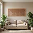 Yerliker 36'' x 16'' Inch Wood Mountain Wall Art Large Horizontal Boho Modern Brown Home Wall Decor Accent for Living Room Above Sofa Bedroom Office Farmhouse Easy Installation Minimalist Decoration