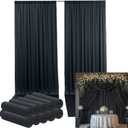 50ftx14FT Wrinkle Free Black Backdrop Curtain, 10 Panels 14FT Height Black Wedding Backdrop Drapes, Silky Polyester Back Drop Cloth for Birthday Photography Background Party Backdrop Draping