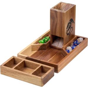 Wooden Magnetic Dice Tower with Tray - Dungeons and Dragons Accessory - Portable Dice Roller for Tabletop RPG - DND Gifts