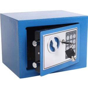 Yuanshikj Electronic Deluxe Digital Security Safe Box Key Keypad Lock Home Office Hotel Business Jewelry Gun Cash Storage (Blue, 17E)