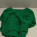 Saodimallsu Womens V Neck Pullover Sweaters Casual Knit Long Sleeve Loose 2025 Fall Cropped Tops (Small, Green)