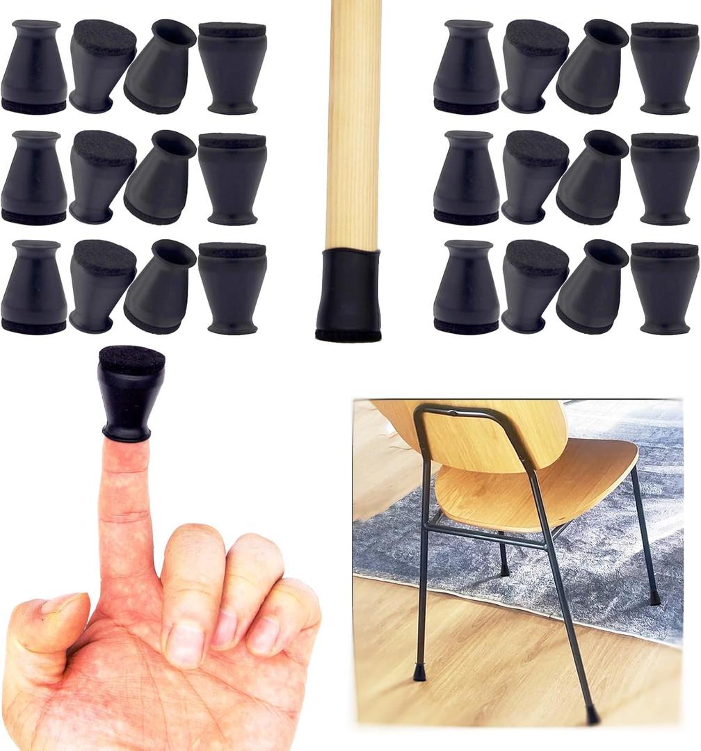 Extra Small Silicone Chair Leg Floor Protectors with Felt Fit 0.55to 0.9 Chair Leg Caps Small Furniture Feet Covers for Hardwood Floors Prevent Scratches,No Noise 24 PCS