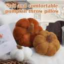 Wonderjune 3 Pcs Pumpkin Pillows Modern Fall Home Decorative Plush 3D Pumpkin Shaped Pillows Rustic Farmhouse Cushion for Halloween Thanksgiving Autumn Home Sofa Couch Bed Decor Gift(Maillard Color)