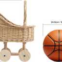 Vintage Woven Rattan Baby Carriage Basket Handcrafted Wicker Stroller for Baby Shower, Flower Girl Basket, Baby Things, Rustic Home Decor, Photography Props, Floral Arrangements(Middle)