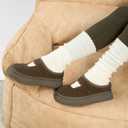 Vilanva Platform Slippers for Women Cozy Fur Lined Slip on Mary Jane Winter Shoes Warm Comfy House Slippers for Indoor Outdoor (8.5, Taupe)