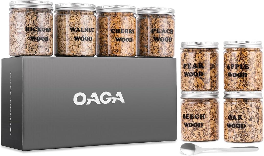 Natural Wood Chips for Cocktail Smoker - 8 Flavors - for Cocktail Parties, Fast-Burning Smoking Chips Compatible with Electric Whiskey Smokers & Smoke Guns, Smoker Accessories Gift Set for Men