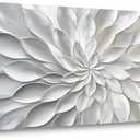 LASMOND White Abstract Floral Wall Art for Bedroom Canvas Painting Prints Modern Lines Blooming Flower Petal Artwork Office Decor (40"L x 20"W)